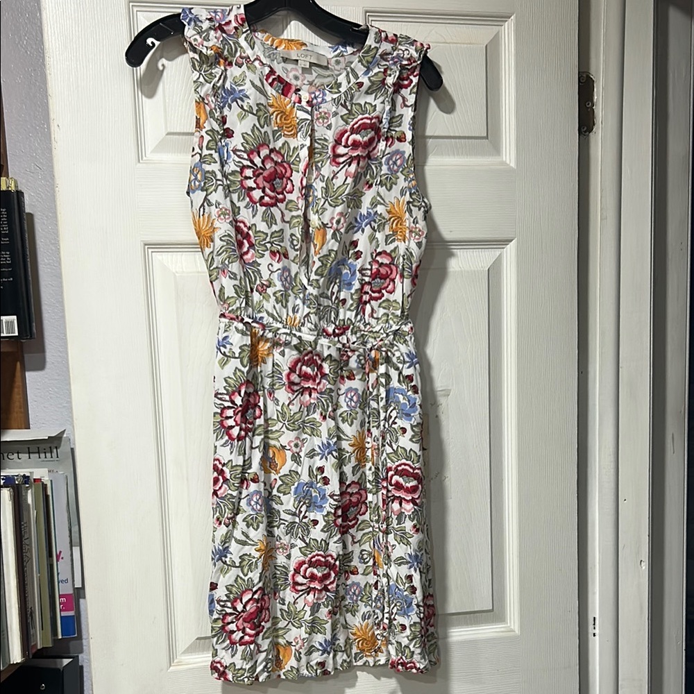 LOFT Pink and Green Sleeveless Sundress